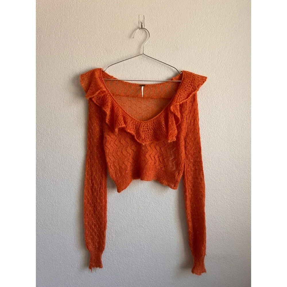 Free People Macaroon Sweater in Orange Size SMALL